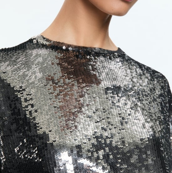 Alice + Olivia Embellished Sequined Tee - Picture 3 of 8